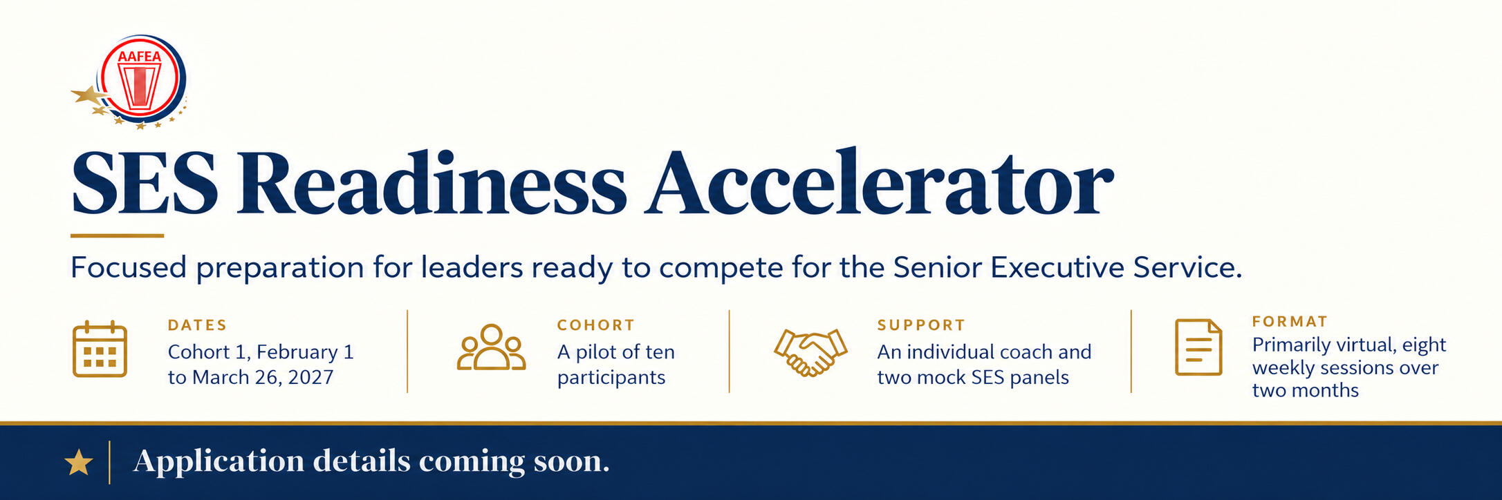 Six levels. One leadership community. AAFEA's Leadership Development Ecosystem supports leaders across the federal career continuum, from emerging leadership through continued executive development. Each level builds distinct capabilities while connecting